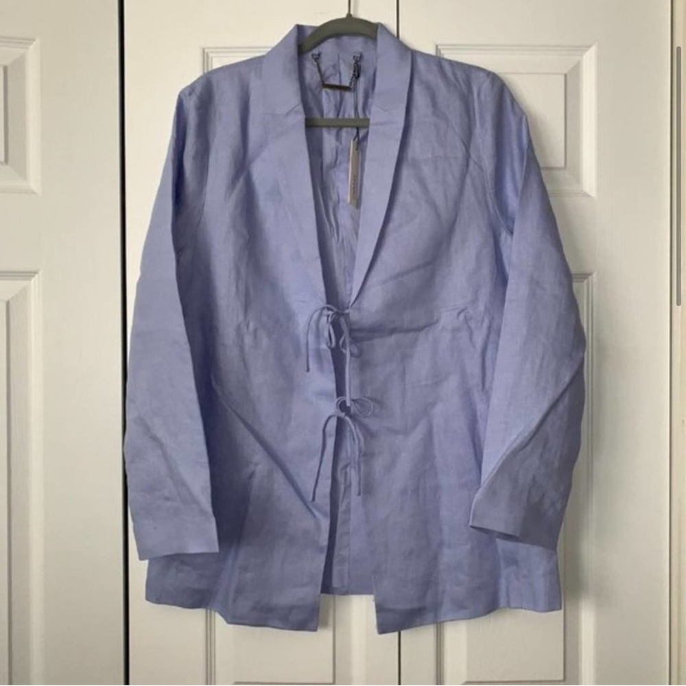 NWT Anthropologie Millie Capulet Linen Tie Blazer - Picture 2 of 6